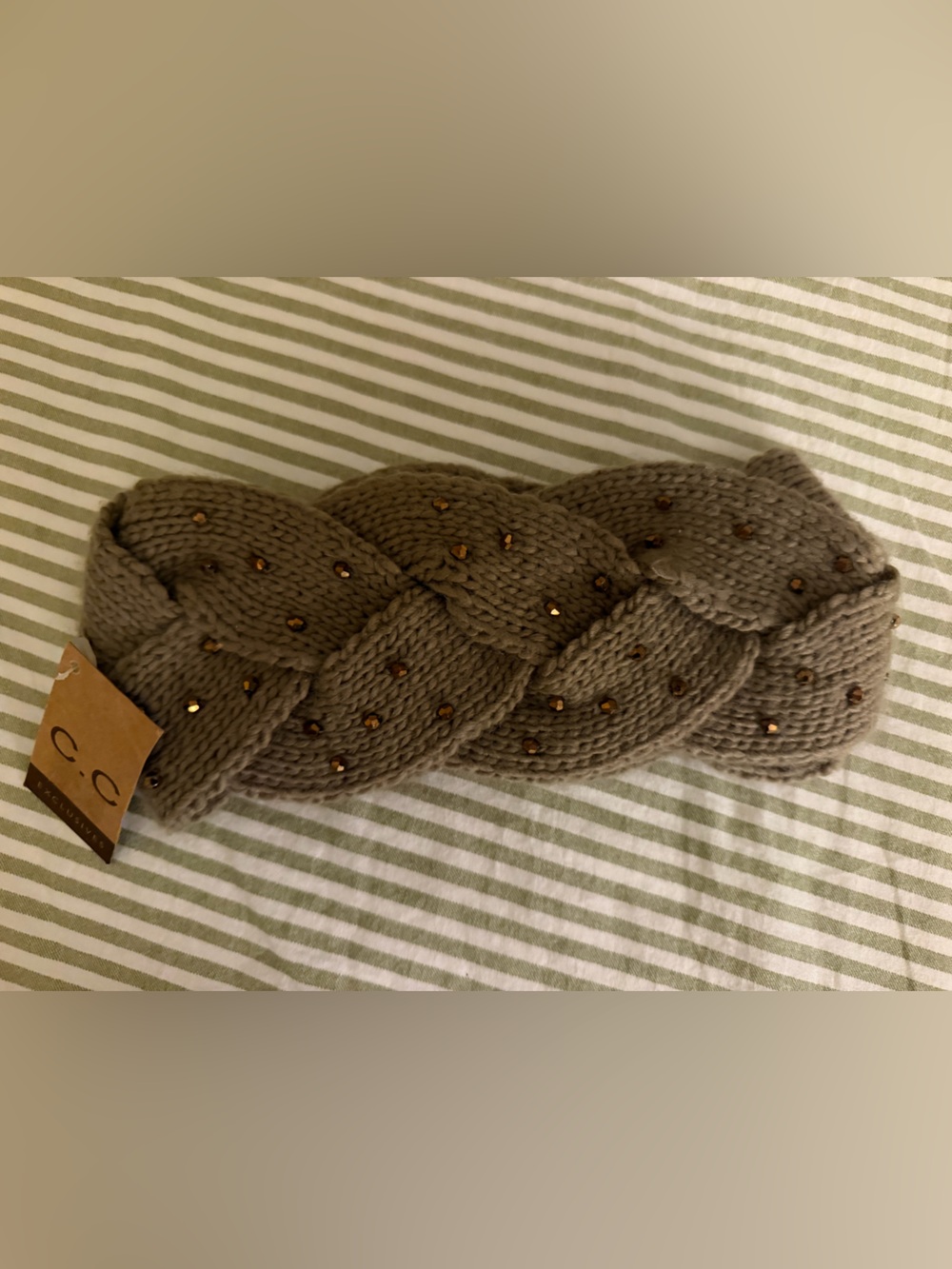 NWT CC Beaded Knit Headband - Brown